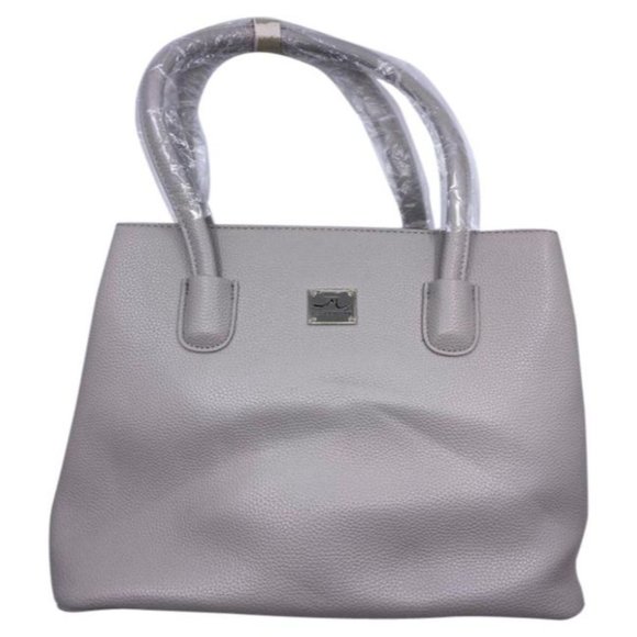Jessica Moore Gray Large Faux Leather Tote Bag - Picture 1 of 11